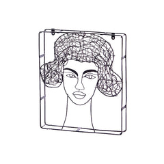 Quadro Testa Codini - Decorazione da parete volto in filo di metallo nero 30 cm X 35 cm - 714924-codini