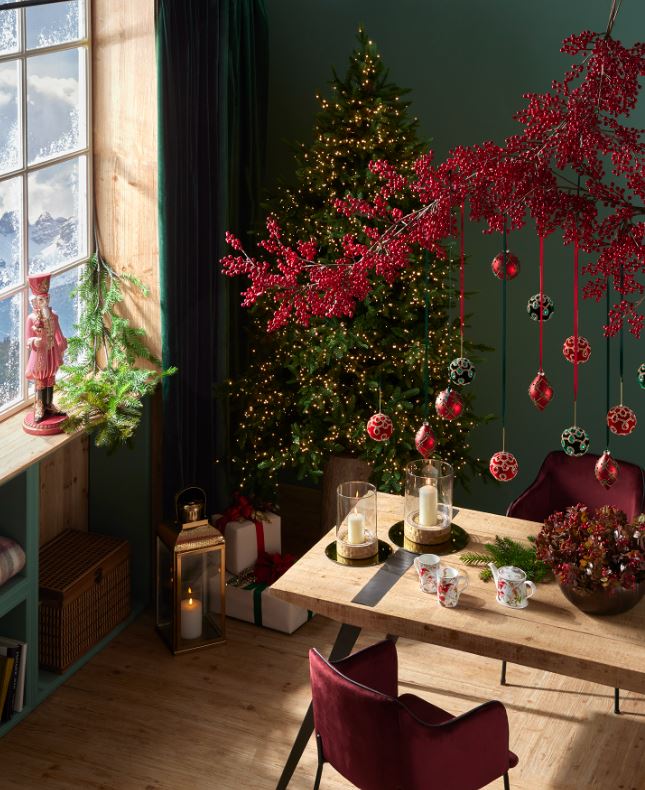 Ramo artificiale di Ilex H58 | Rami natalizi decorativi - 680380