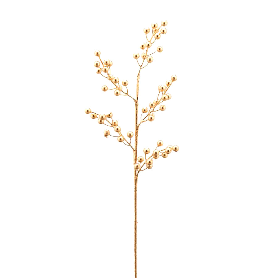 Ramo Bacche di Ilex Oro H61 | Rami decorativi natalizi - 250822