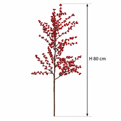 Ramo artificiale Bacche Ilex Rosso H 100 cm per vasi e composizioni floreali natalizie