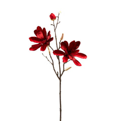 Ramo Magnolia Rossa in Velluto H66 | Rami artificiali natalizi di qualit&agrave; - 684486