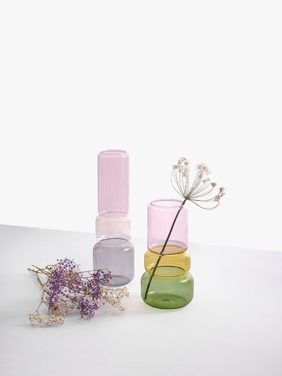 Vaso Revolve H35 Smoke - Clear - Rosa | Vasi in Vetro Ichendorf - 09366094