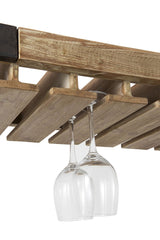 Scaffale Portabottiglie e Bicchieri : Scaffale stile industriale in Legno e Metallo - 740346