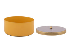Present Time - Scatola Portaoggetti Funky &Oslash;16 CM in Metallo Giallo con Coperchio Lilla e Oro - PT4253BY