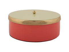 Present Time - Scatola Portaoggetti Funky &Oslash;20,5 CM in Metallo Rosso con Coperchio verde e Oro - PT4254RD