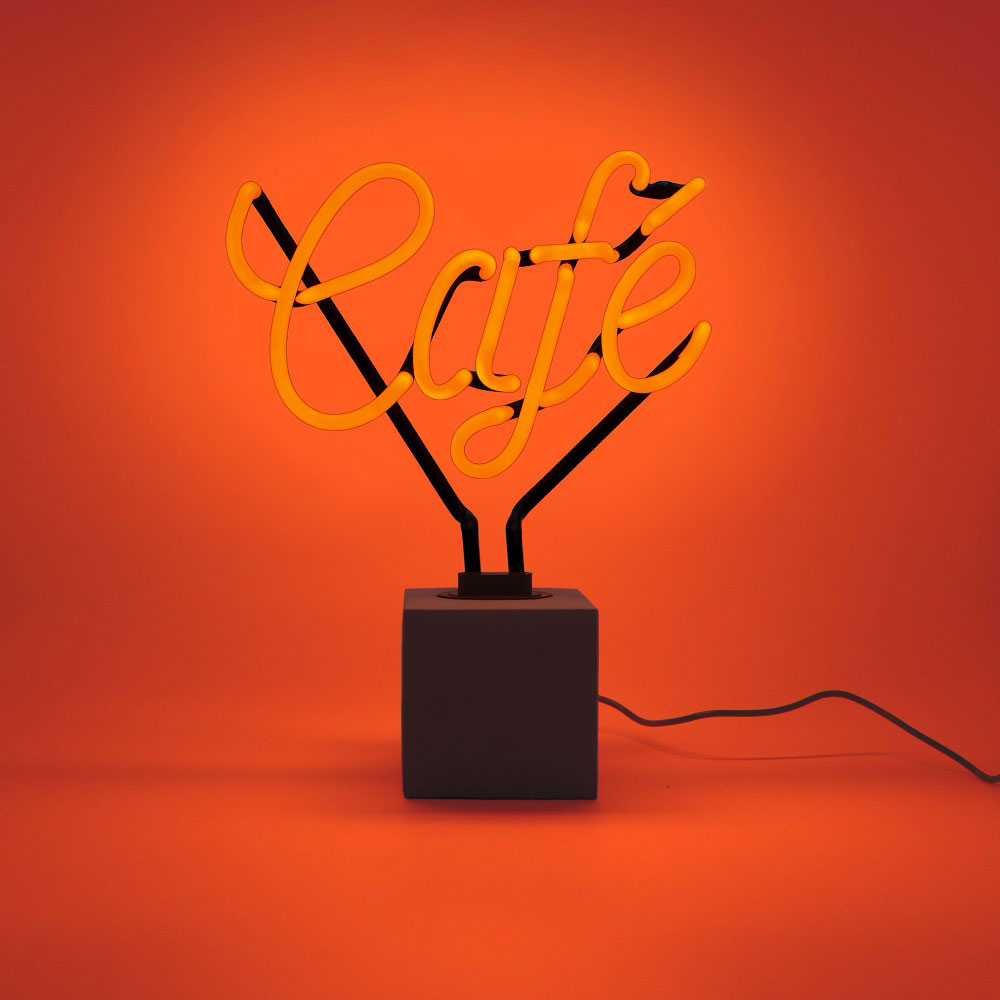 Locomocean | Neon Caf&eacute; su Base in Cemento - DK-NSET-CAFE