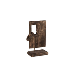 Scultura decorativa in legno di Salice quadrato con anello - 96199