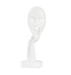 Scultura Maschera Bianca su Mani H29 in Resina - Z074-75B-S