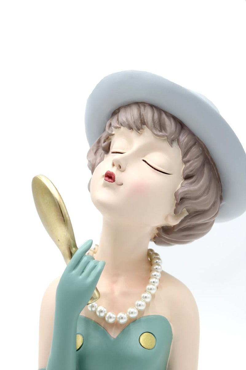 Scultura Mezzo Busto Donna con Specchio da Trucco - YCY-Z015