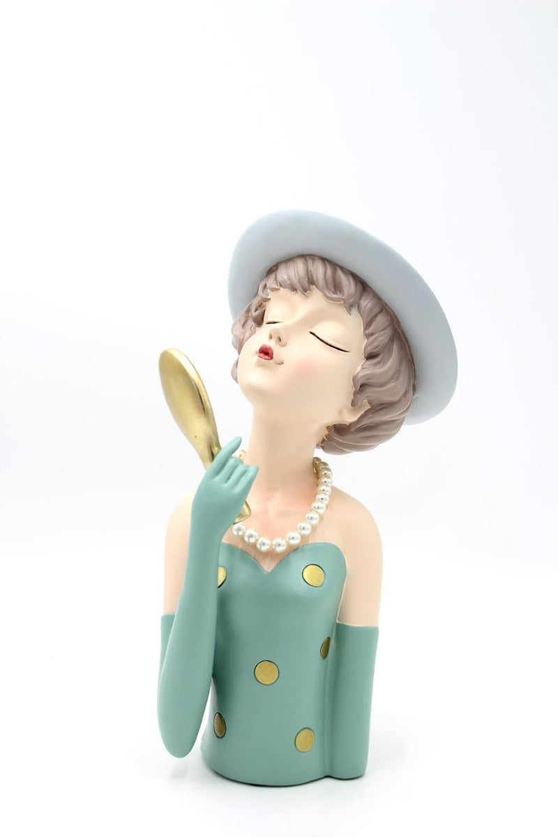 Scultura Mezzo Busto Donna con Specchio da Trucco - YCY-Z015
