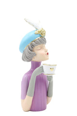Scultura Mezzo Busto Donna con Tazzina di Caff&egrave; - YCY-Z018