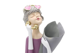 Scultura Mezzo Busto Donna Portafiori con Cornetta Telefono - YCY-Z012