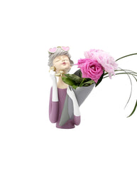 Scultura Mezzo Busto Donna Portafiori con Cornetta Telefono - YCY-Z012