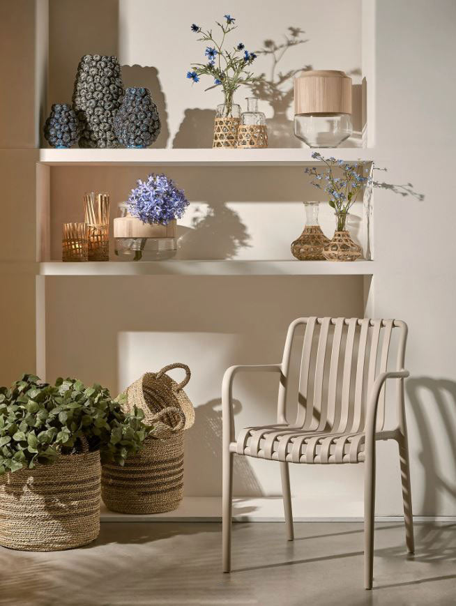Sedia Righe da Giardino in Polipropilene Beige  | Arredo Outdoor EDG - 7400089A908