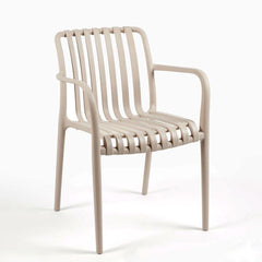 Sedia Righe da Giardino in Polipropilene Beige  | Arredo Outdoor EDG - 7400089A908