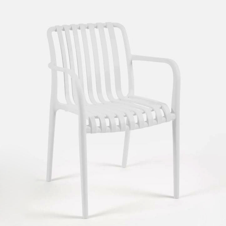 Sedia Righe da Giardino in Polipropilene Bianco  | Arredo Outdoor EDG - 7400089A100