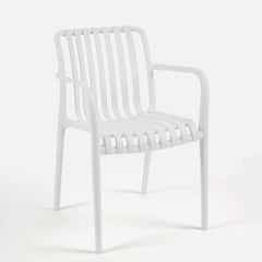 Sedia Righe da Giardino in Polipropilene Bianco  | Arredo Outdoor EDG - 7400089A100