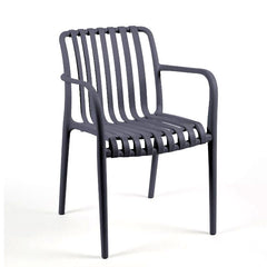 Sedia Righe da Giardino in Polipropilene Antracite  | Arredo Outdoor EDG - 7400089A909