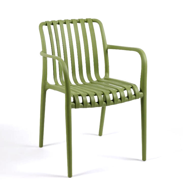 Sedia Righe da Giardino in Polipropilene Verde  | Arredo Outdoor EDG - 7400089A788