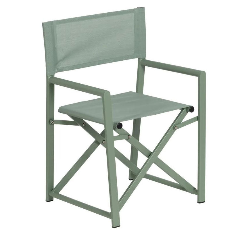 Sedia da Regista in Alluminio Verde Salvia L56 X P53 X H84 CM - 610329