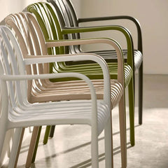 Sedia Righe da Giardino in Polipropilene Bianco  | Arredo Outdoor EDG - 7400089A100