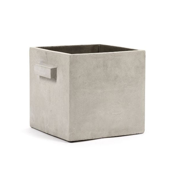 Vaso in cemento quadrato grigio con manici H26 | Vasi di design in cemento Serax - B7220014