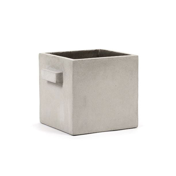 Vaso in cemento quadrato grigio con manici H22 | Vasi di design in cemento Serax - B7220013