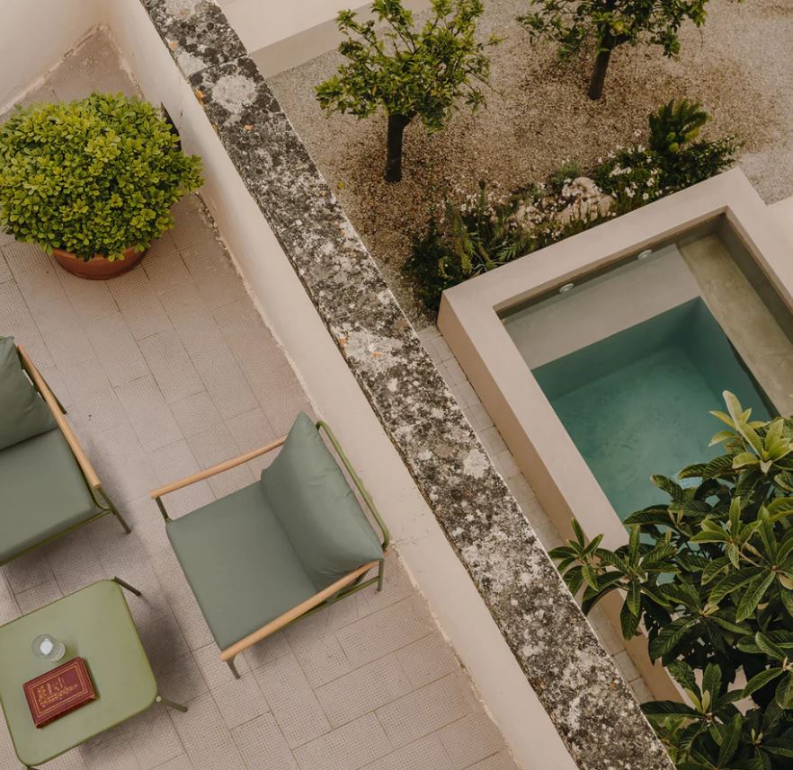 Set da Giardino 2 Poltrone con Tavolino in Acciaio verde | Arredo Outdoor EDG - 7400021A771