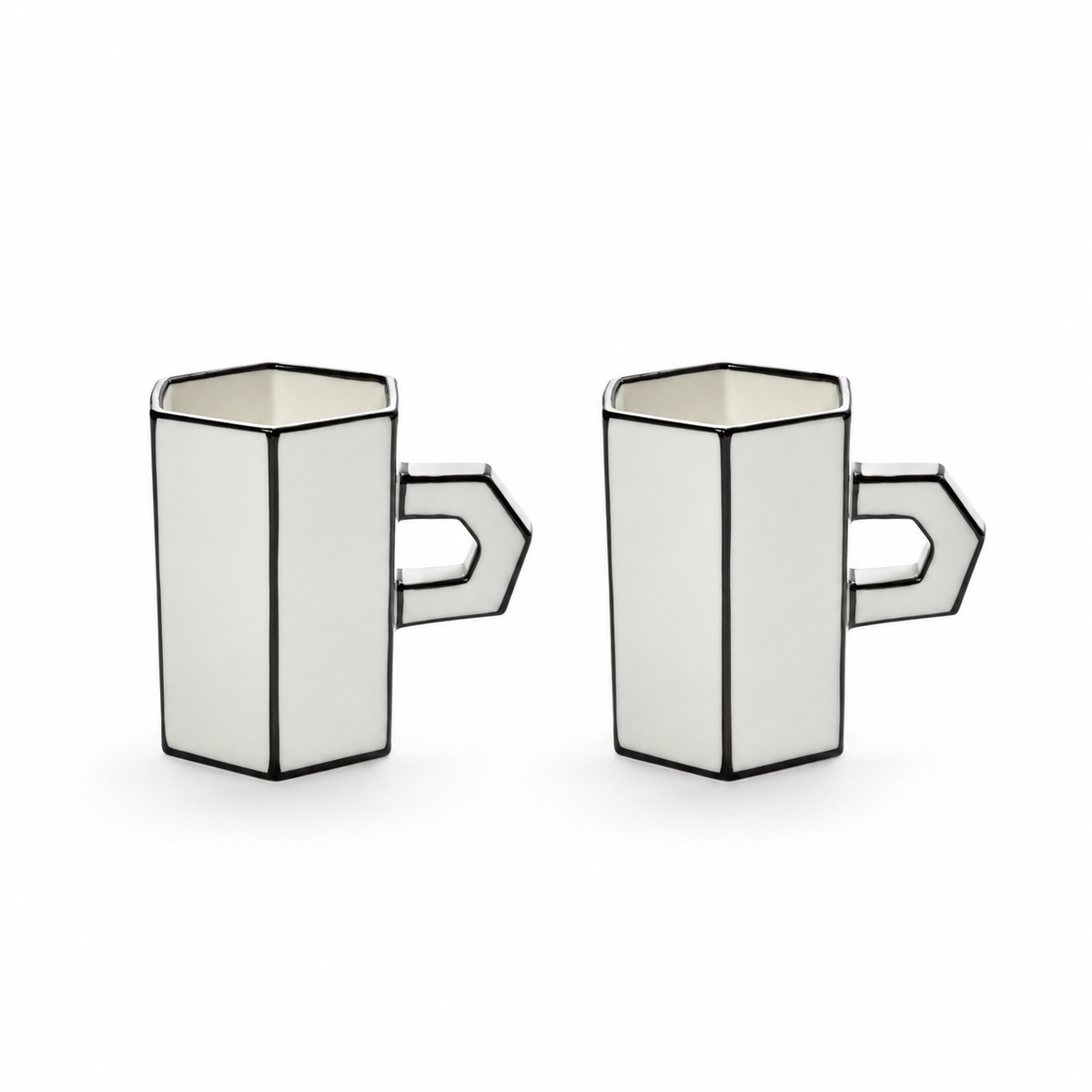 Set 2Pz. Tazzina da Caffè Lungo in Porcellana Bianco/Nero – Collezione Carte Blanche - Annebet Philips Per Serax