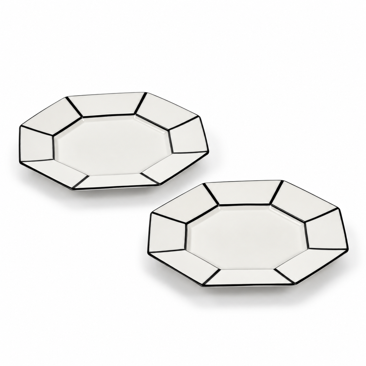 Set 2Pz. Piatto da Dessert in Porcellana Bianco/Nero – Collezione Carte Blanche - Annebet Philips Per Serax