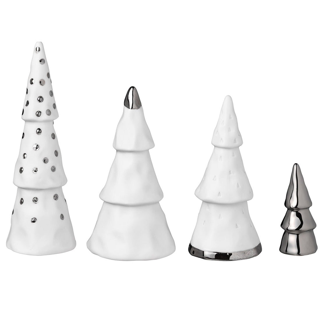 Set 4Pz. Alberi in Porcellana Bianca ed elementi Argentati - 4988683