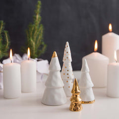 Set 4Pz. Alberi in Porcellana Bianca ed elementi Oro - 4988684