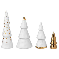 Set 4Pz. Alberi in Porcellana Bianca ed elementi Oro - 4988684