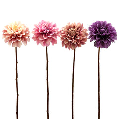 Set 4 Fiori di Dalia Artificiale Viola Mix H55 | Fiori artificiali di qualit&agrave; - 216180