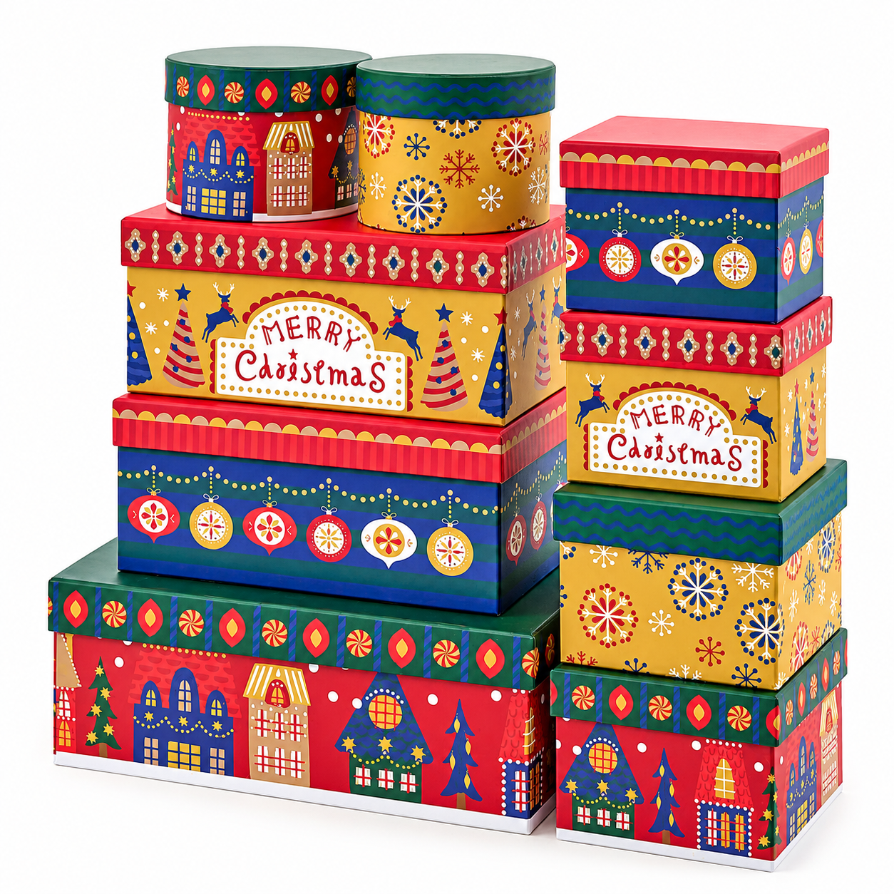 Set 9 Scatole Decorative Merry Christmas assortite EDG Enzo De Gasperi