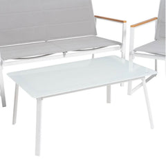 Ixia - Set Da Giardino in Alluminio Bianco 4 Pezzi - Divano 2 Poltrone Tavolino in Alluminio Bianco con Vetro temperato - 603926