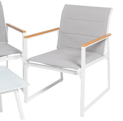 Ixia - Set Da Giardino in Alluminio Bianco 4 Pezzi - Divano 2 Poltrone Tavolino in Alluminio Bianco con Vetro temperato - 603926