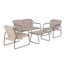 Ixia - Set Da Giardino in Acciaio Grigio 4 Pezzi - Divano 2 Poltrone Tavolino con Vetro Temperato - 614443