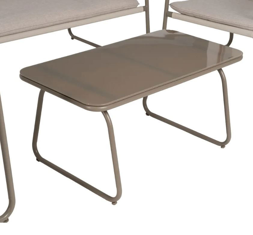 Ixia - Set Da Giardino in Acciaio Grigio 4 Pezzi - Divano 2 Poltrone Tavolino con Vetro Temperato - 614443