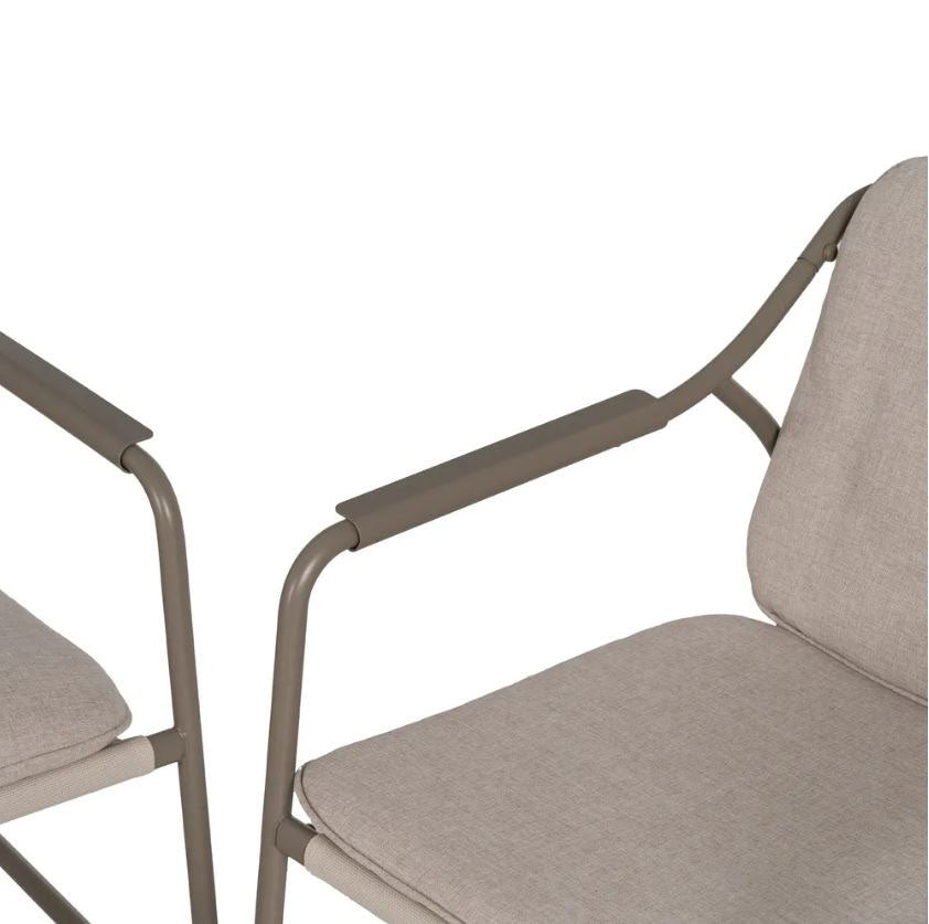 Ixia - Set Da Giardino in Acciaio Grigio 4 Pezzi - Divano 2 Poltrone Tavolino con Vetro Temperato - 614443