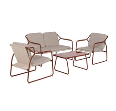 Ixia - Set Da Giardino in Acciaio Rosso Ruggine 4 Pezzi - Divano 2 Poltrone Tavolino con Vetro Temperato - 614444