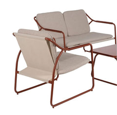 Ixia - Set Da Giardino in Acciaio Rosso Ruggine 4 Pezzi - Divano 2 Poltrone Tavolino con Vetro Temperato - 614444