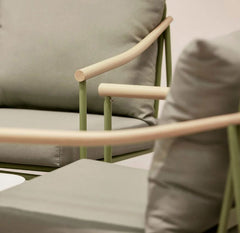 Set da Giardino 2 Poltrone con Tavolino in Acciaio verde | Arredo Outdoor EDG - 7400021A771