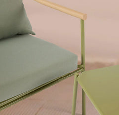 Set da Giardino 2 Poltrone con Tavolino in Acciaio verde | Arredo Outdoor EDG - 7400021A771