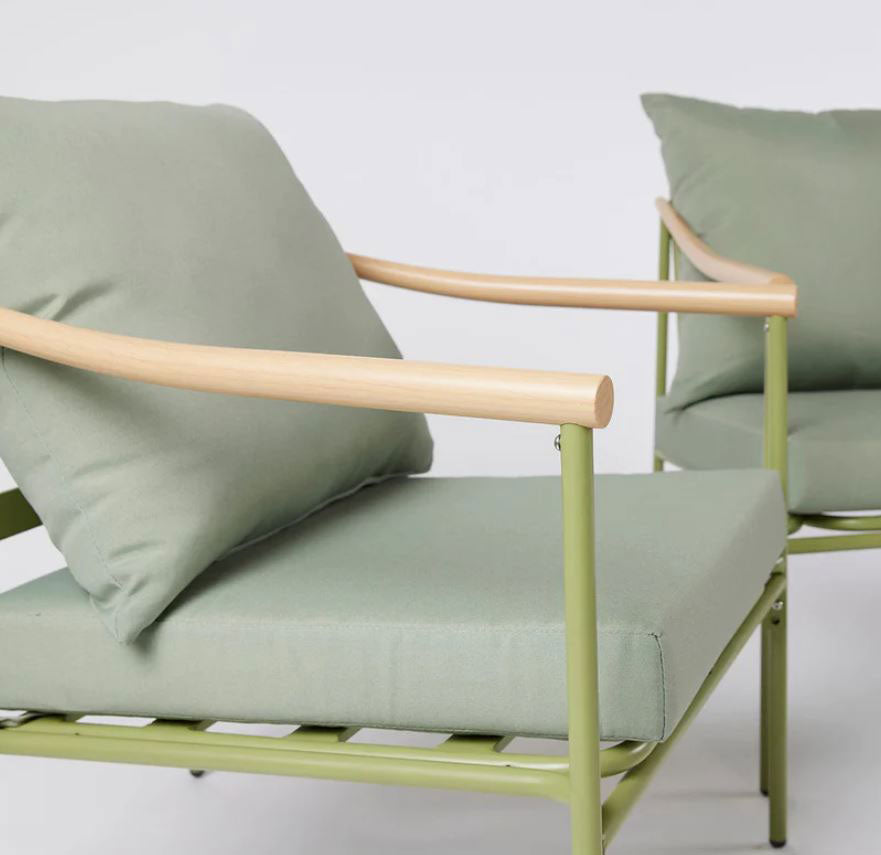 Set da Giardino 2 Poltrone con Tavolino in Acciaio verde | Arredo Outdoor EDG - 7400021A771