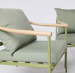 Set da Giardino 2 Poltrone con Tavolino in Acciaio verde | Arredo Outdoor EDG - 7400021A771