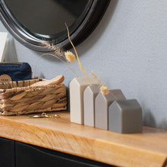 Set 4 vasi monofiore a forma di casetta Beige/Grey - 0016226