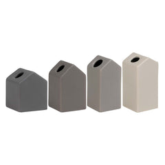 Set 4 vasi monofiore a forma di casetta Beige/Grey - 0016226