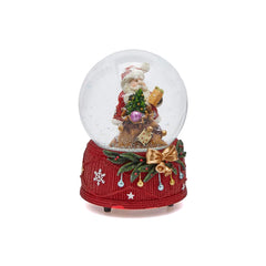 Sfera Acqua Babbo Natale Sacco Doni Carillon con Base Festone H15 X D10 - 685720-S