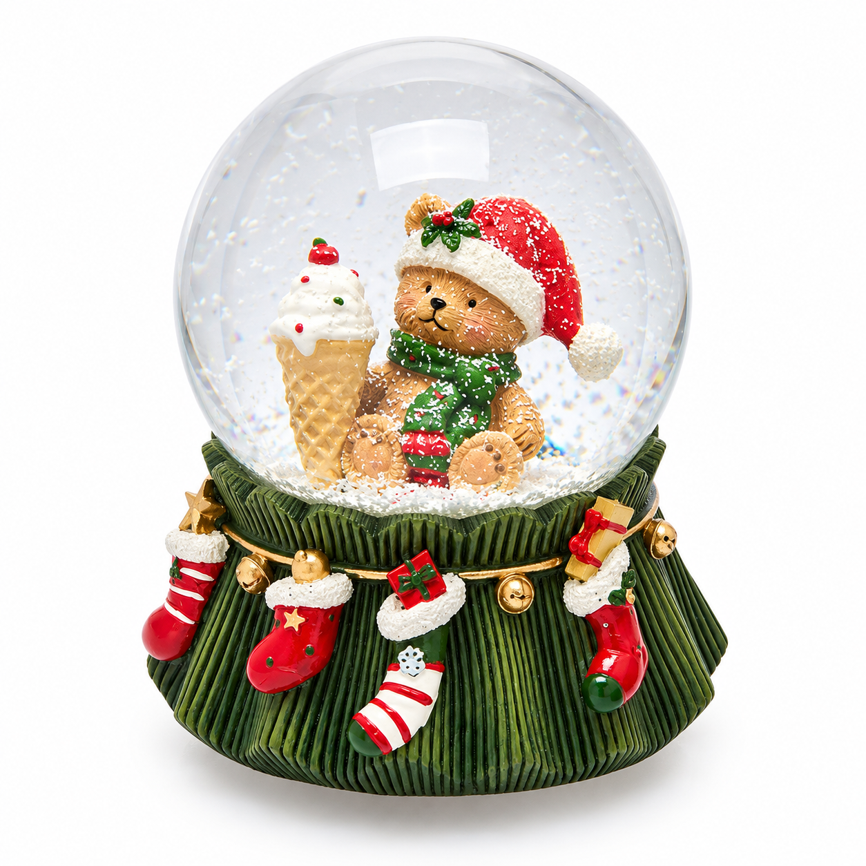 Sfera Acqua Carillon Orsetto con Gelato H 14,5 × Ø 11,5 cm EDG Enzo De Gasperi